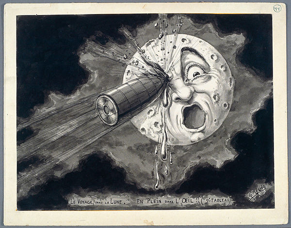 Marie-Georges-Jean Méliès, ‘Square in the eye,’ preparatory drawing for the film Le Voyage dans la lune (1902) Cinémathèque française, Paris