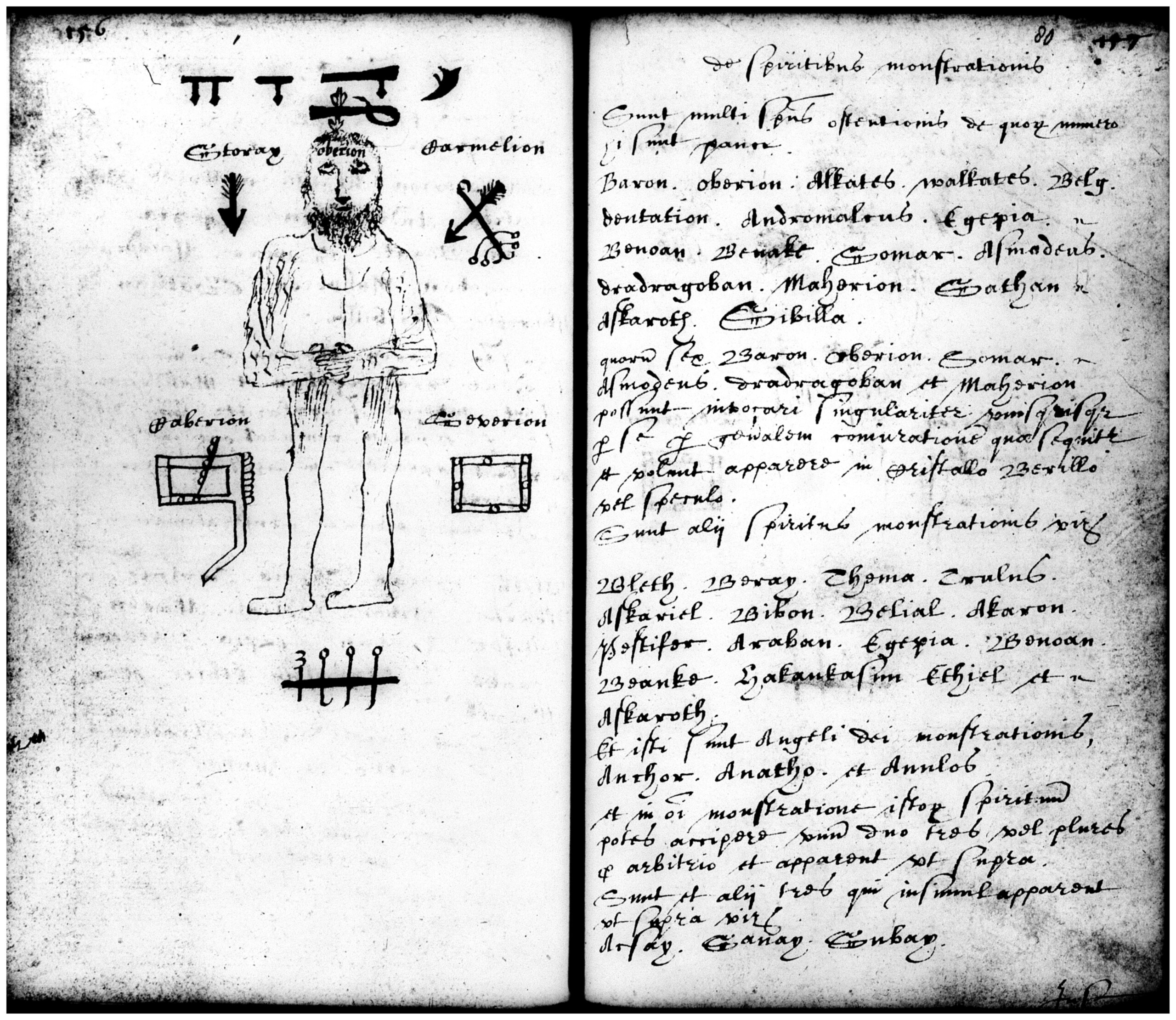 British Library Sloane MS 3318, 79v, a picture of Oberion and sigils for him and his attendants from the Oberian’s Plate spell