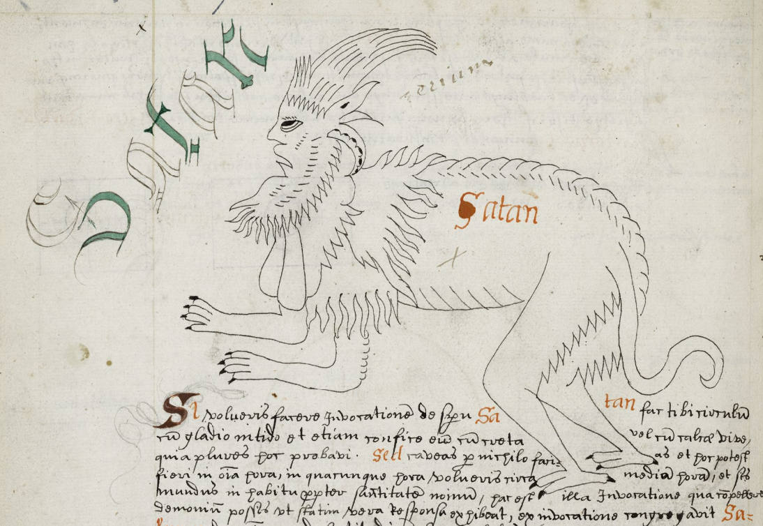 Satan, from the richly-illustrated MS Folger V.b.26, p. 172 (1577-1583), which can be browsed in all its glory at https://digitalcollections.folger.edu/bib228887-238418