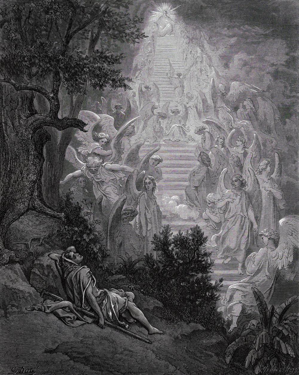 Jacob's Dream, Gustav Doré, woodcut (from La sainte Bible, Paris: Mame, 1865)